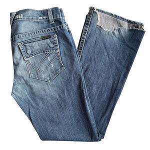 William Rast Button Fly Bootcut Blue Denim Jeans Pants *FRAYED HEM* SIZE 34